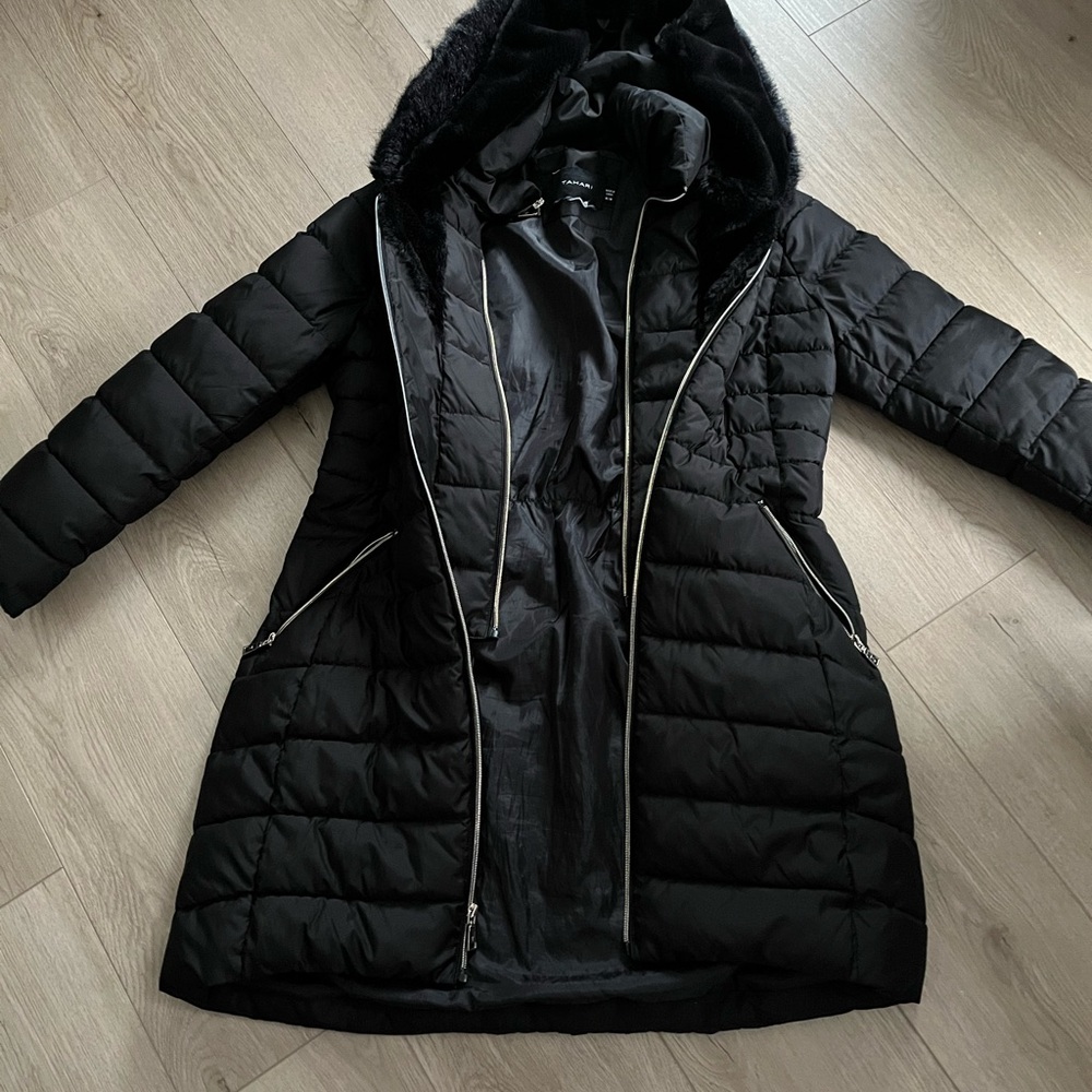 Tahari Black Puffer Jacket with Hood